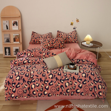 Fashion pink leopard home warm soft bed sets